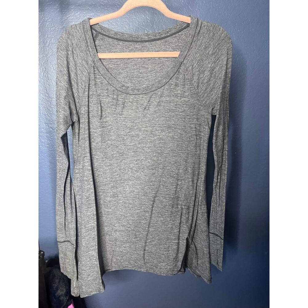 Set of 2 Lululemon Long Sleeve Top Side Stitched Gray & Black Activewear Large - Picture 2 of 7